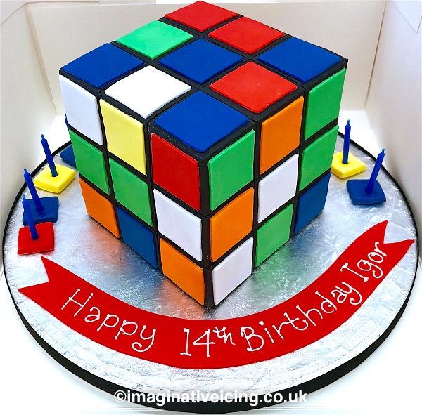 3D Rubik's cube birthday cake