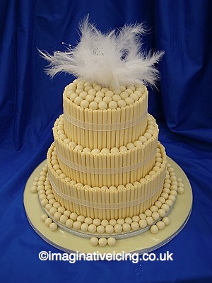Stacked White Chocolate Malteasers Wedding Cake