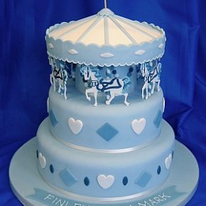 Carousel Christening Cake - Blue