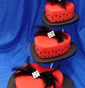Red Hearts Diamonte Wedding Cake