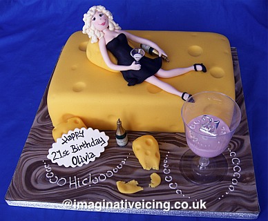 wine and cheese 21st birthday party cake