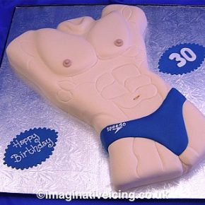 Male Swimmer Torso shaped Birthday Cake