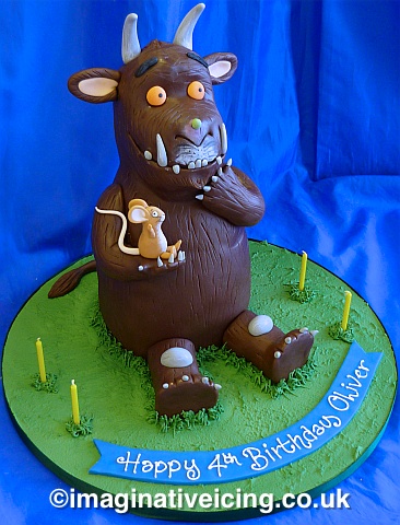 3D Gruffalo birthday cake, chocolate cake & chocolate sugarpaste