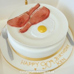 Bacon and Egg on a plate Birthday Cake