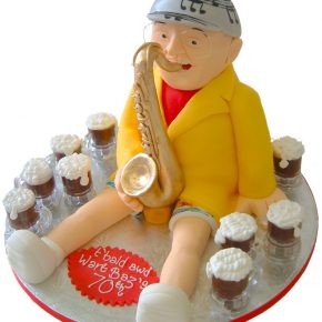 3D Saxophone player Baz Hamps 70th Birthday Cake